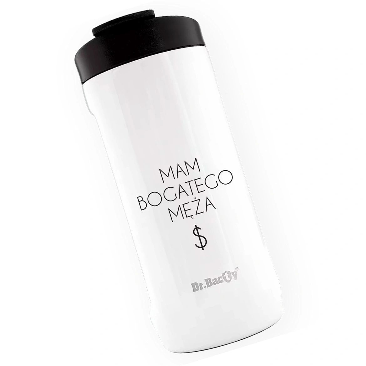 Kubek termiczny Dr.Bacty Notus 360 ml - Mam bogatego męża - biały