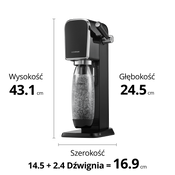 Saturator do wody gazowanej SodaStream ART + 1 butelka + nabój CO2- Czarny