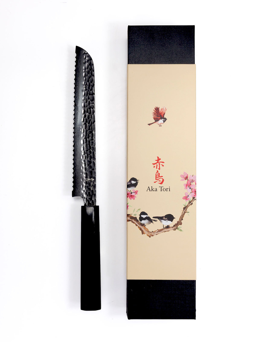 Aka Tori Tokyo Black - Nóż do chleba ze stali damasceńskiej 8"