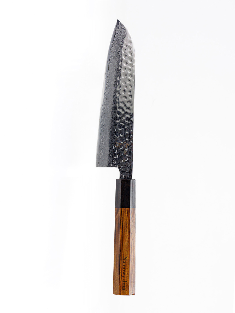 Nóż Santoku z grawerem Aka Tori ze stali damasceńskiej 7" - Tokyo Hammer