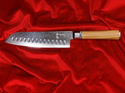 Aka Tori Kyoto Olive - Nóż Santoku ze stali damasceńskiej 7"