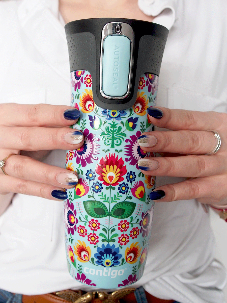 Kubek termiczny Contigo West Loop 2.0 470ml - Folklor - Błękitny Mat