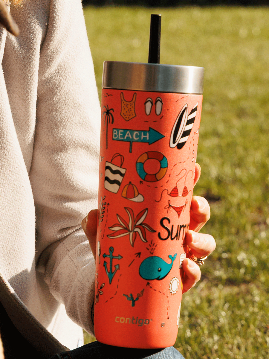 Kubek termiczny ze słomką Contigo Luxe Tumbler 720ml - Summer - Coral