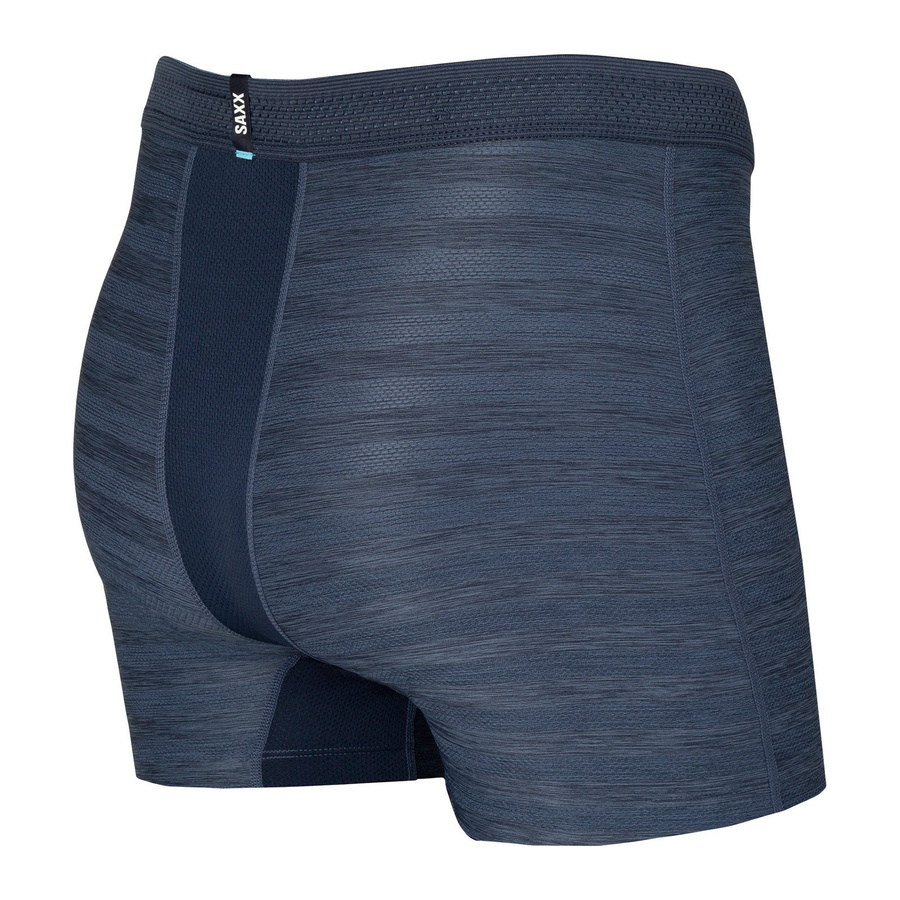 Bokserki męskie chłodzące / sportowe z rozporkiem SAXX HOT SHOT Boxer Brief Fly w paski – granatowe