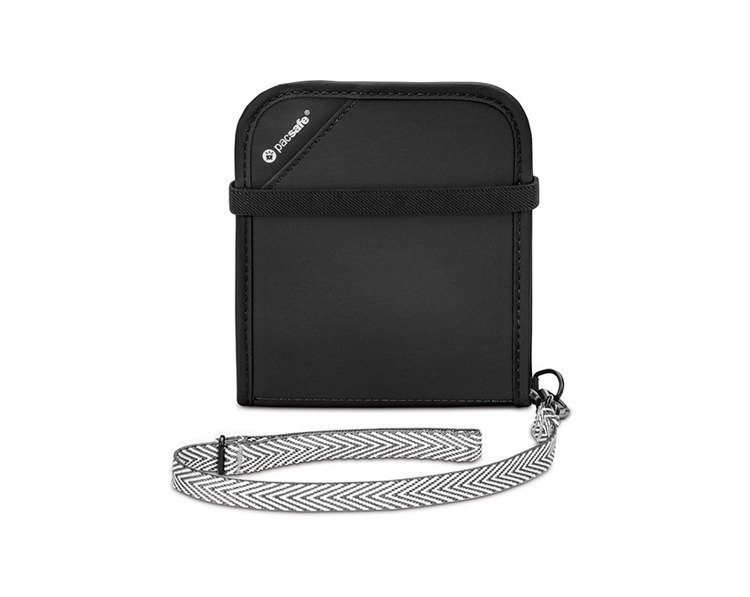 Portfel antykradzieżowy męski mały RFID Pacsafe V100 - czarny