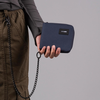 Portfel męski mały RFID Pacsafe - granatowy