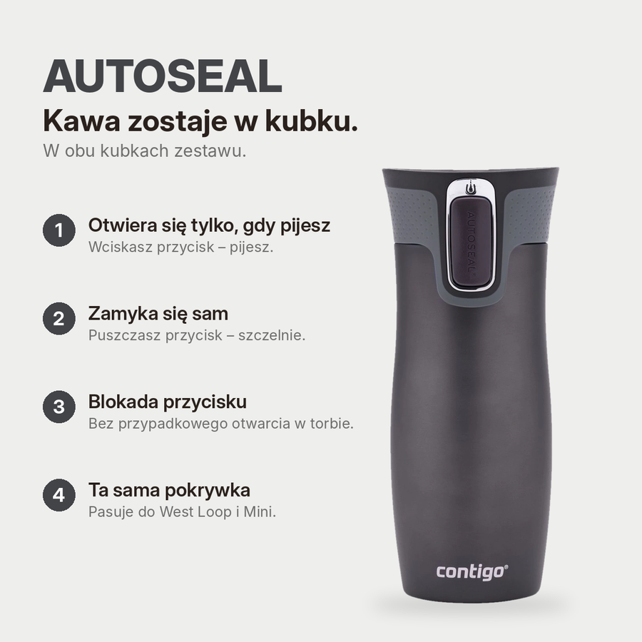Zestaw Contigo West Loop grafitowy 470 ml + West Loop Mini 300 ml – niebieski metalik