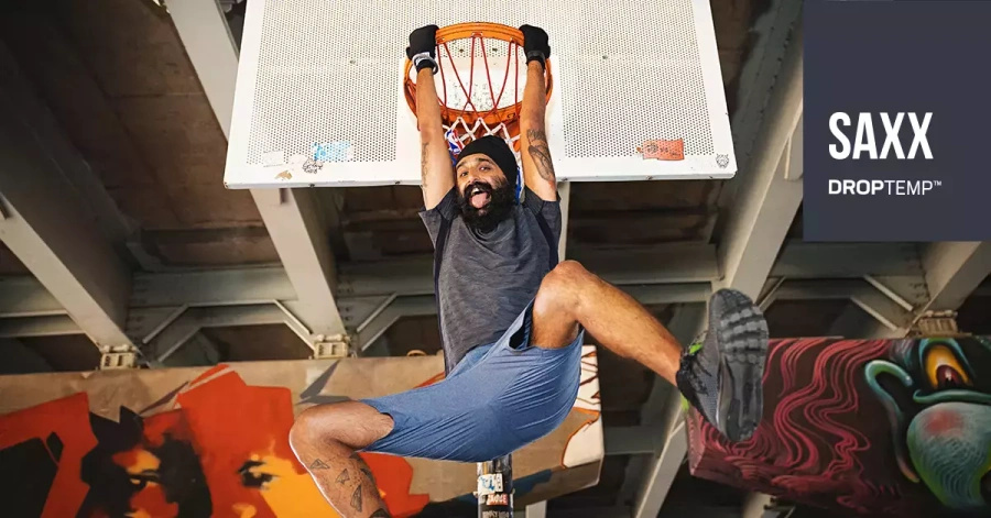 Koszulka sportowa męska z krótkim rękawem z recyklingu SAXX HOT SHOT - czarna