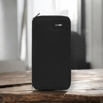 Portfel antykradzieżowy damski duży RFID Pacsafe - czarny