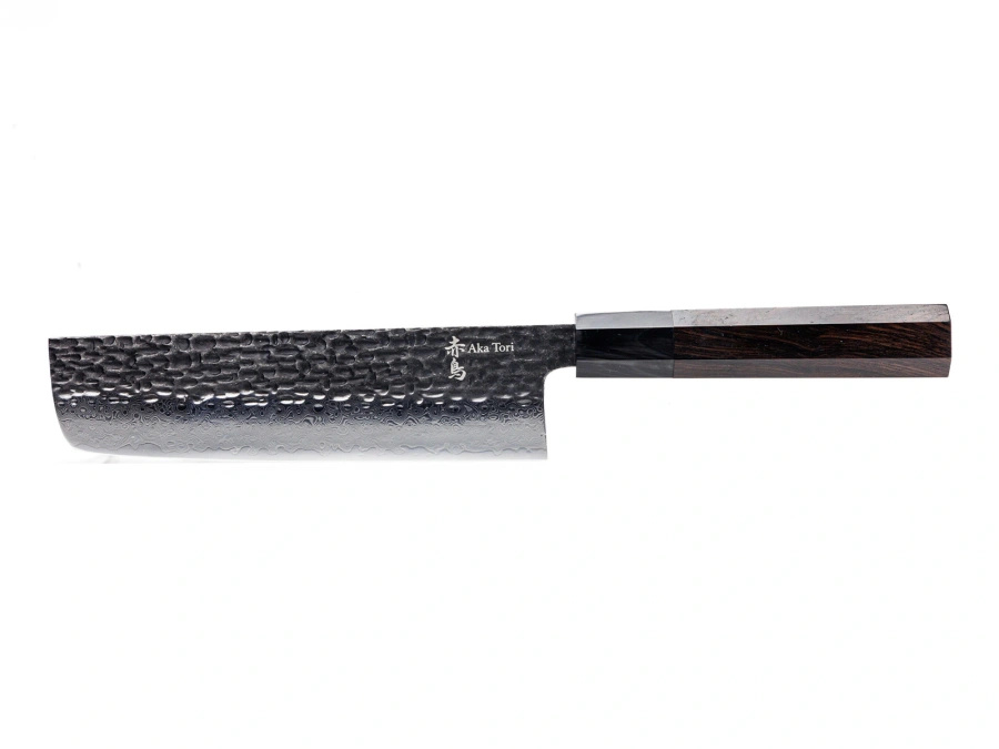 Nóż Nakiri do warzyw z grawerem Aka Tori ze stali damasceńskiej 7" - Tokyo Black