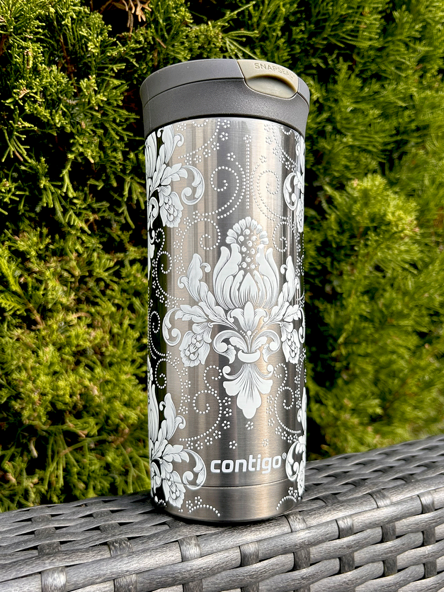 Kubek termiczny Contigo Huron 470ml - Arabeska White - Gunnmetal