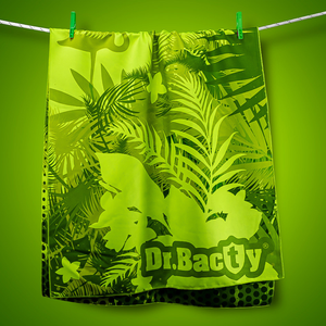 Ręcznik plażowy antybakteryjny dwustronny Dr.Bacty 60x130 - Green Tropical