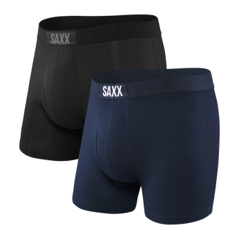 Bokserki męskie SAXX Ultra Boxer Brief Fly dwupak - czarne/granatowe