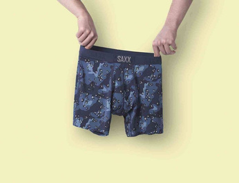 Bokserki męskie szybkoschnące SAXX VIBE Boxer Brief panterka - niebieskie