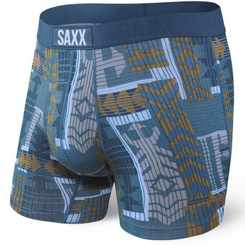 Bokserki męskie szybkoschnące SAXX VIBE Boxer Brief patchwork - niebieskie