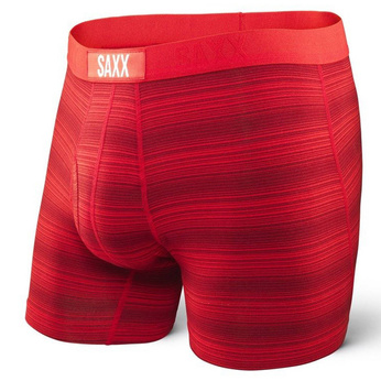 Bokserki męskie wygodne SAXX ULTRA Boxer Brief Fly w paski - czerwone