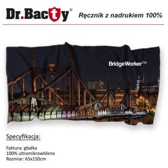 Ręcznik pod nadruk reklamowy z mikrofibry Dr.Bacty - 65x150 - biały