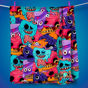 Ręcznik szybkoschnący dwustronny z powłoką antybakteryjną Dr.Bacty 60x130 – Monsters